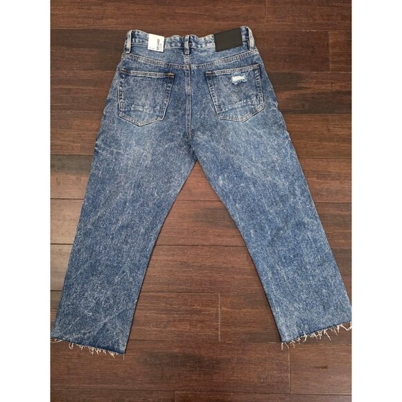Rue21 Jeans Mens 30 X 26 Blue Denim Relaxed Crop Distressed Acid Wash Cotton New - Picture 4 of 4